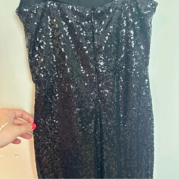 LULUS- Forever Your Girl Black Sequin Faux-Wrap Bodycon Maxi Dress Formal Prom - Picture 8 of 13